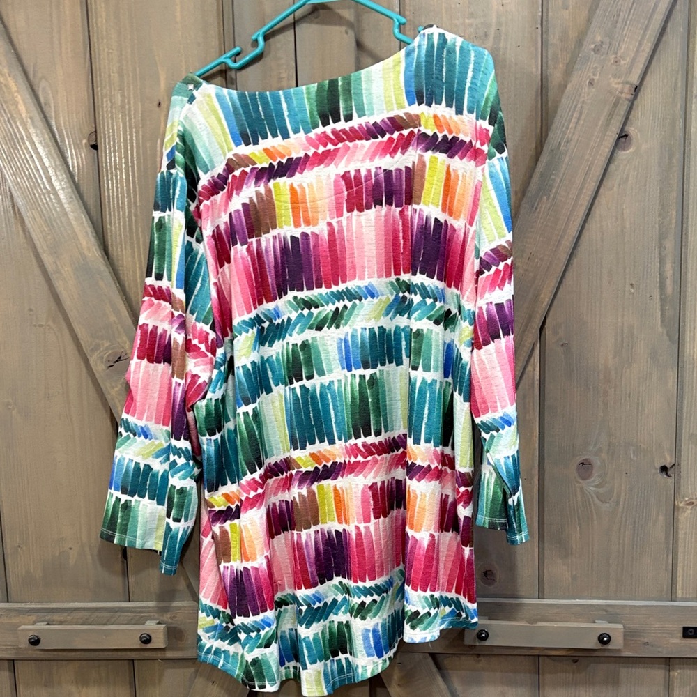 Alfred Dunner Multicolor Brushstroke Top - Picture 3 of 4